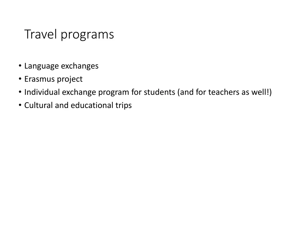 travel programs
