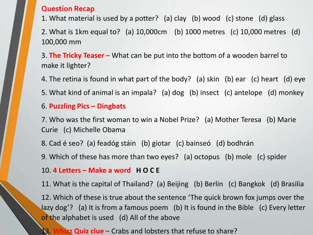 question recap 1 what material is used