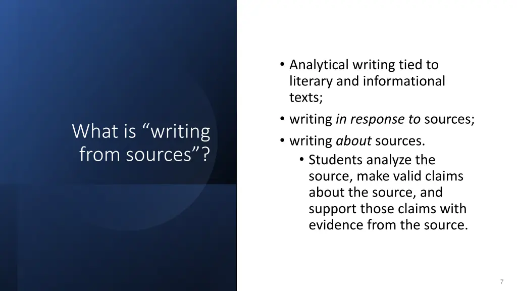 analytical writing tied to literary