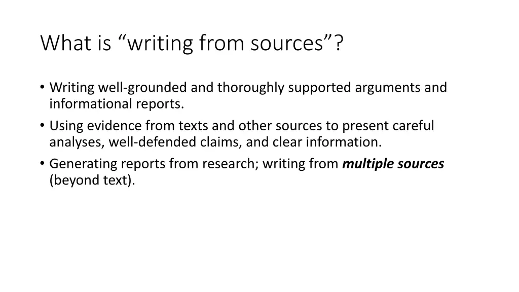 what is writing from sources
