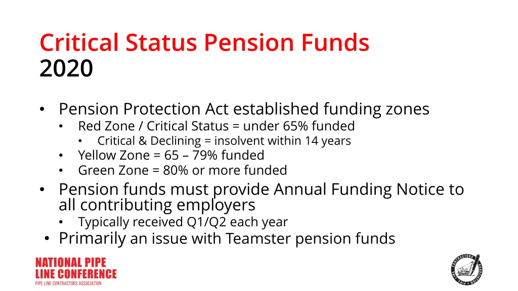 critical status pension funds 2020 2