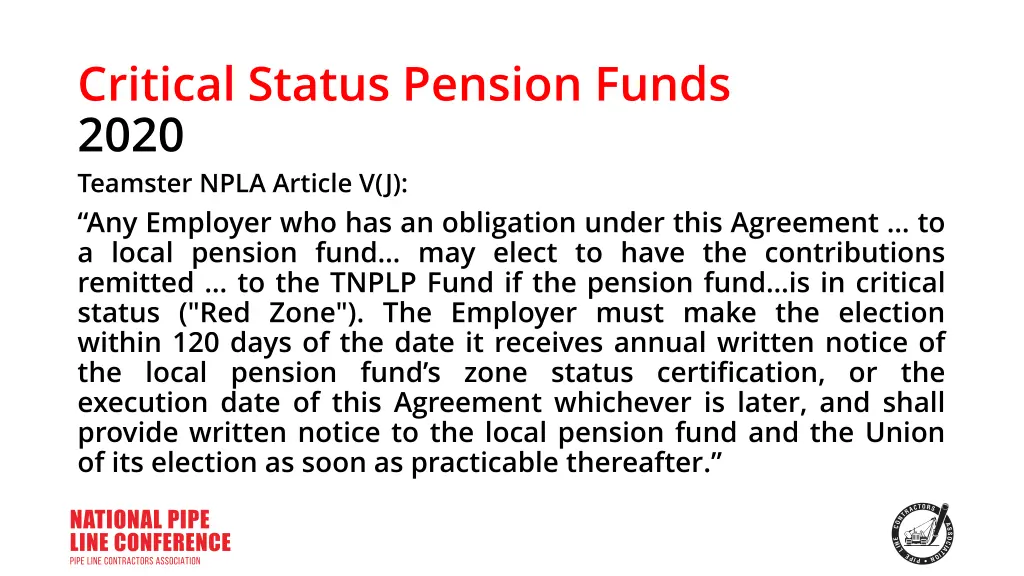 critical status pension funds 2020 teamster npla