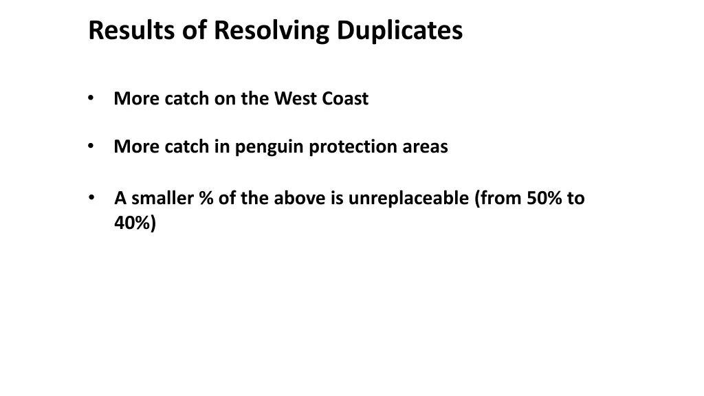 results of resolving duplicates