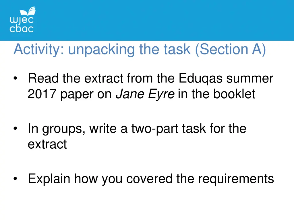 activity unpacking the task section a