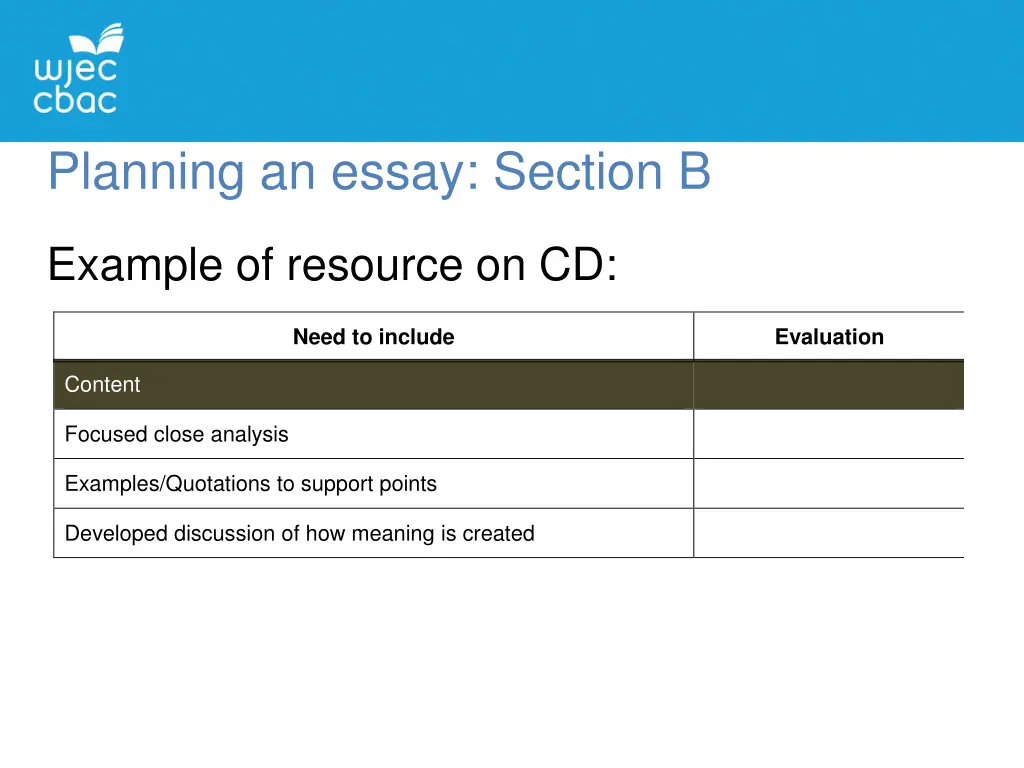 planning an essay section b 2