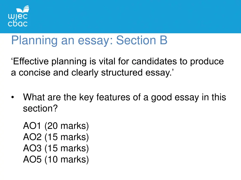 planning an essay section b