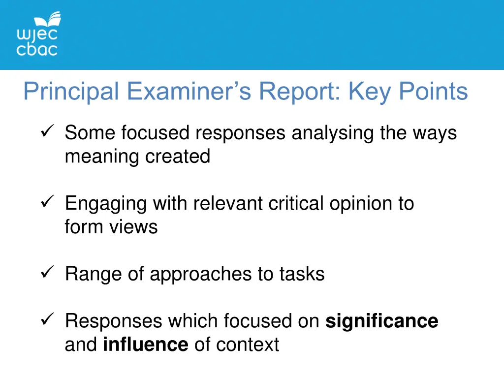 principal examiner s report key points