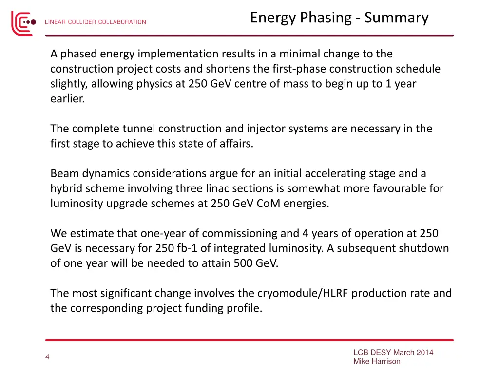 energy phasing summary