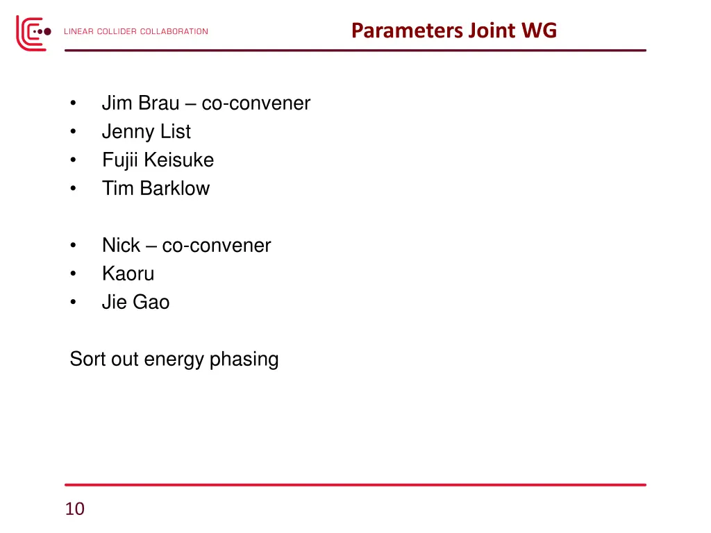 parameters joint wg