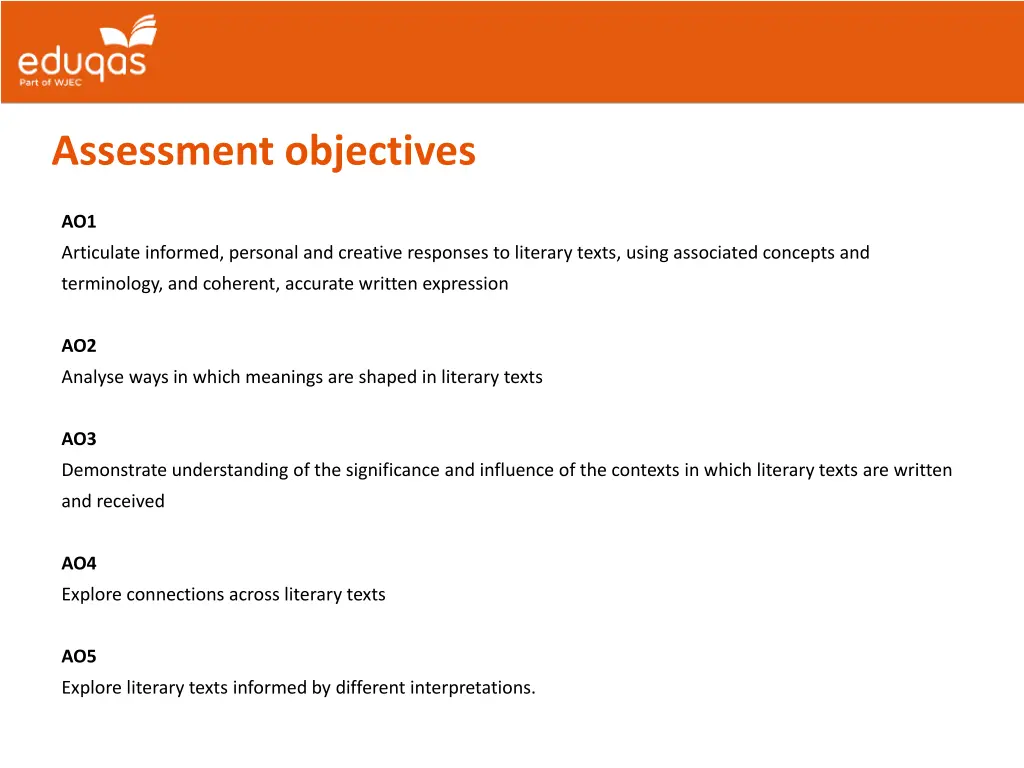 assessment objectives