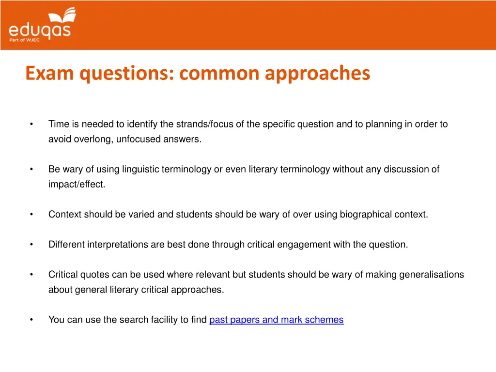 exam questions common approaches