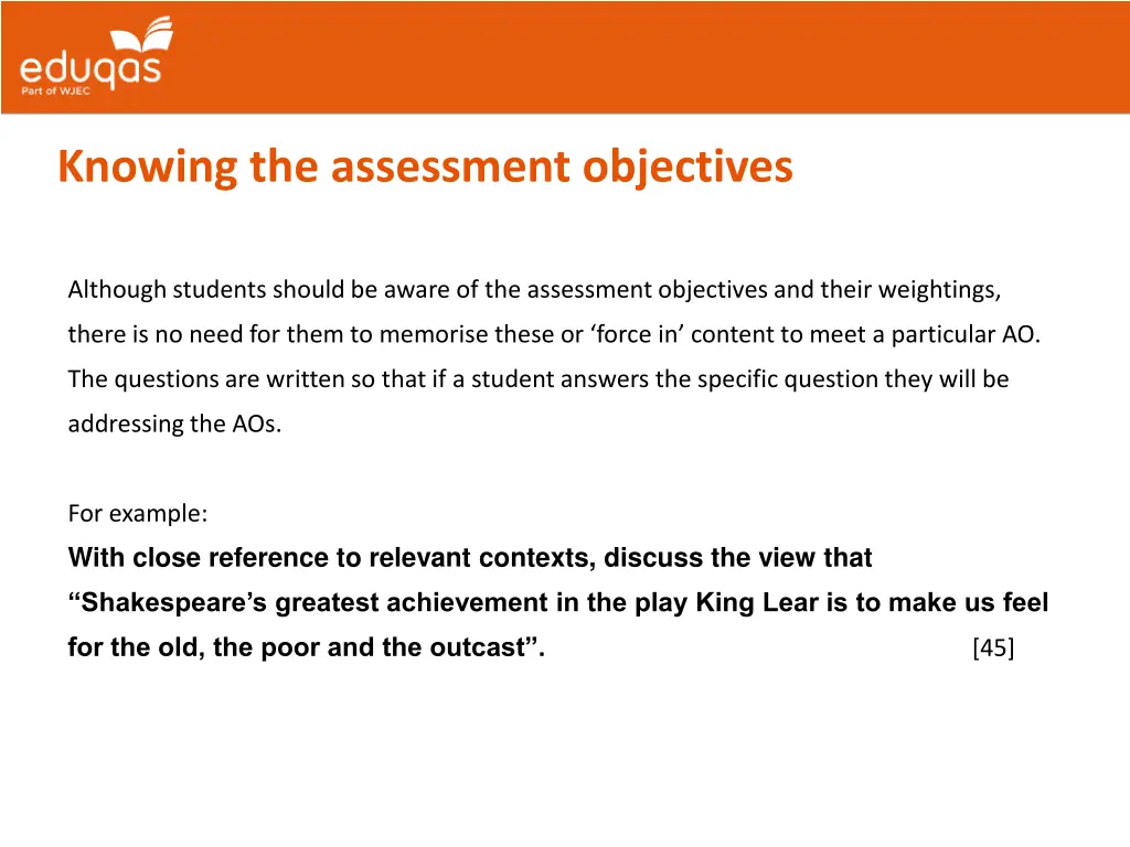 knowing the assessment objectives