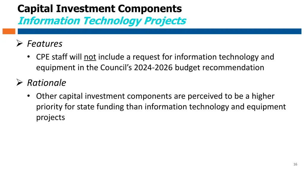 capital investment components information