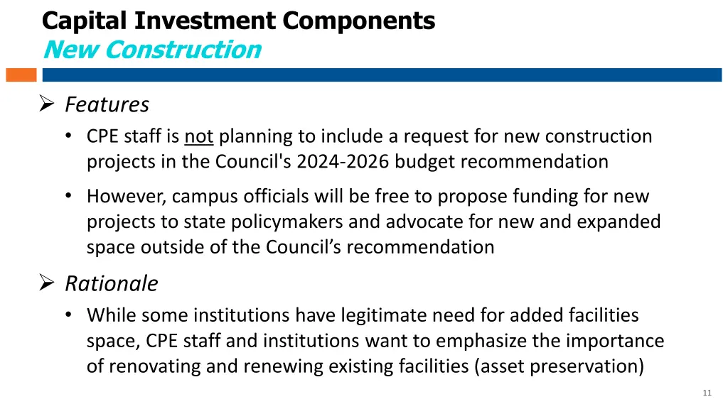 capital investment components new construction