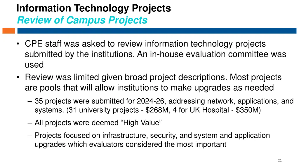 information technology projects review of campus