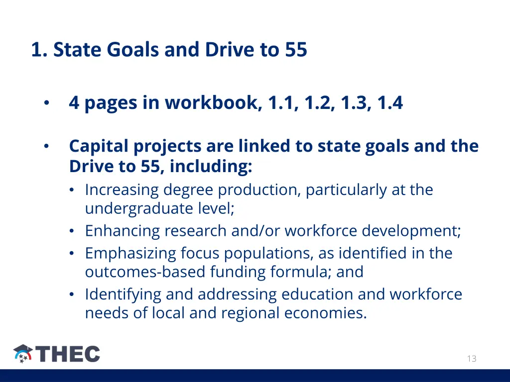 1 state goals and drive to 55