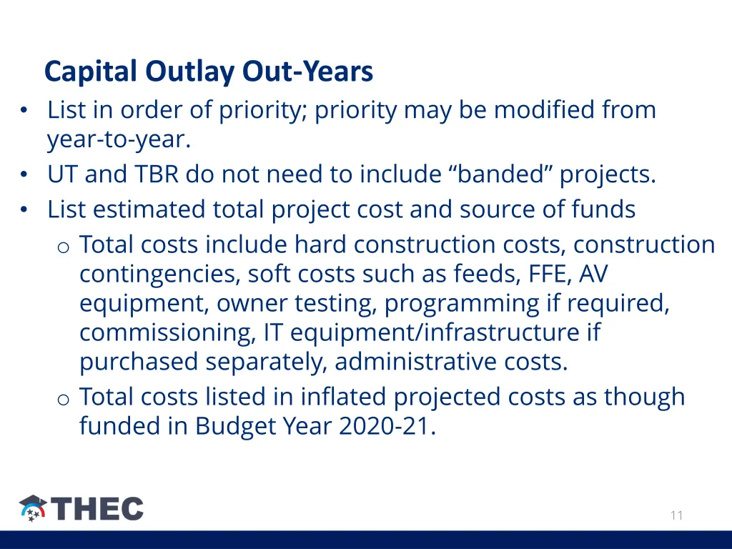 capital outlay out years list in order