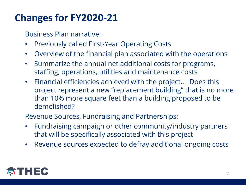 changes for fy2020 21