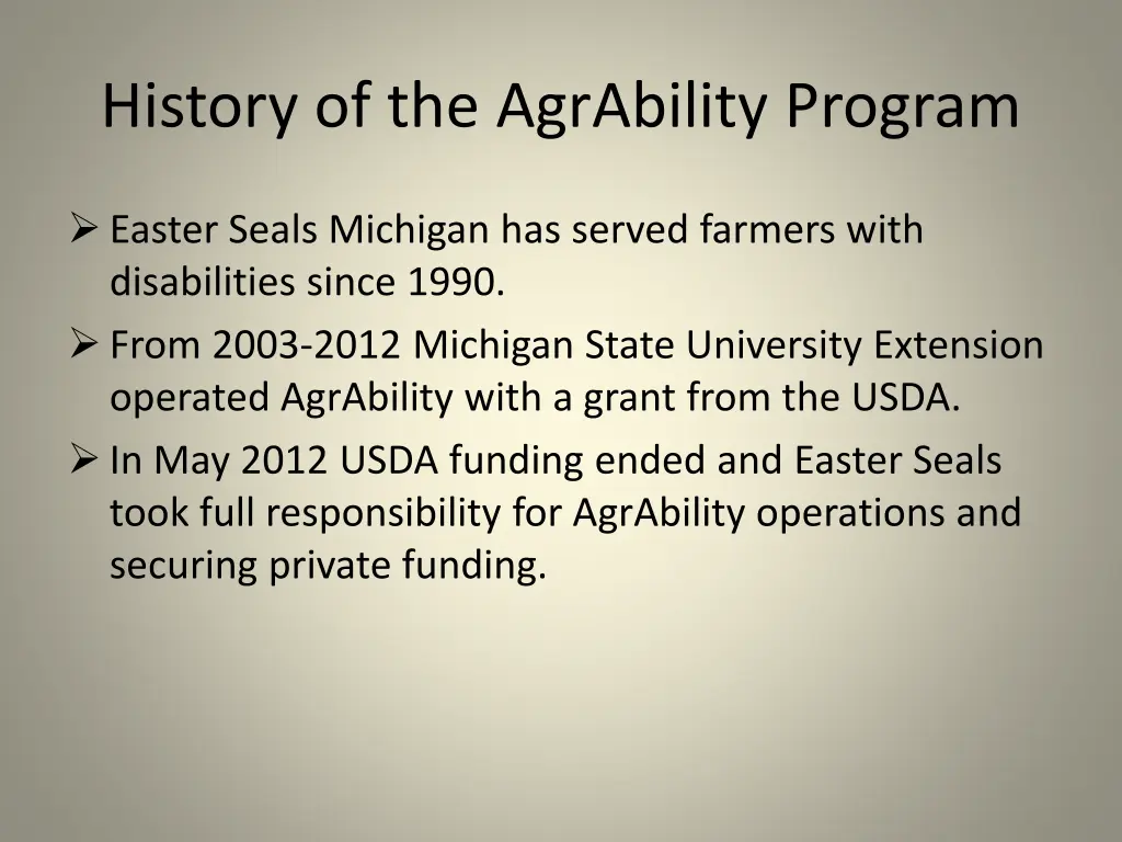 history of the agrability program