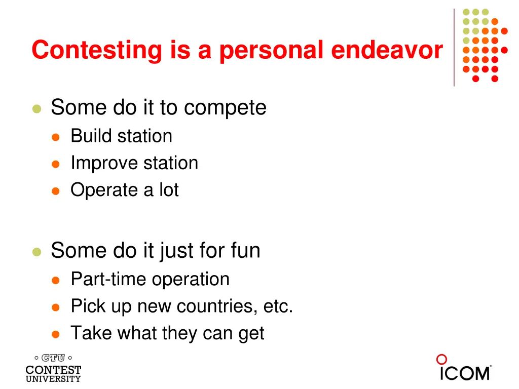 contesting is a personal endeavor