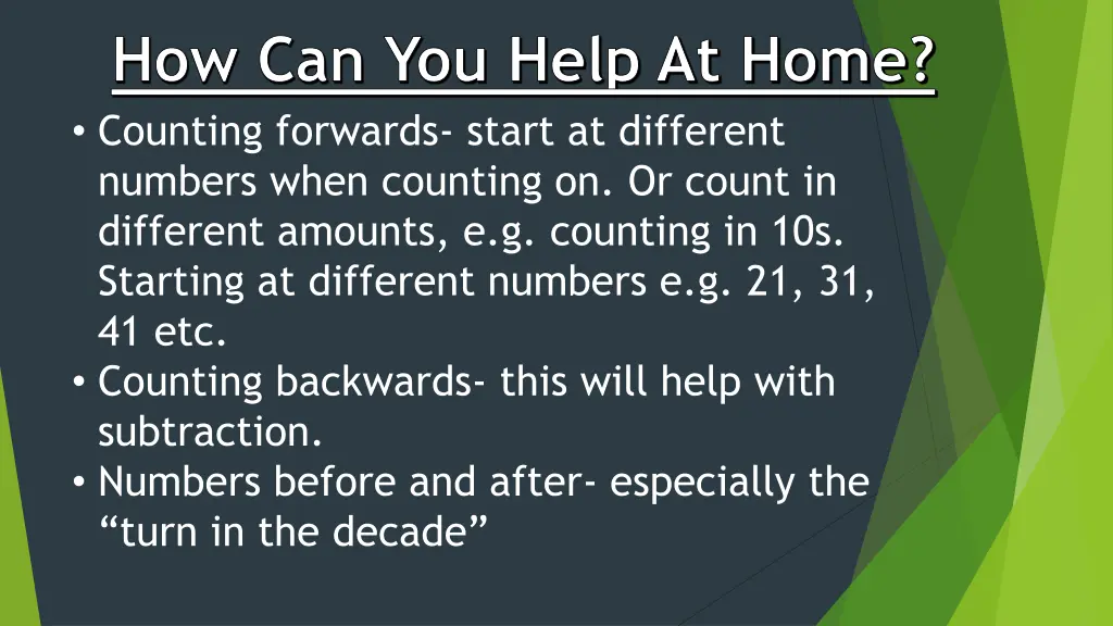 how can you help at home counting forwards start
