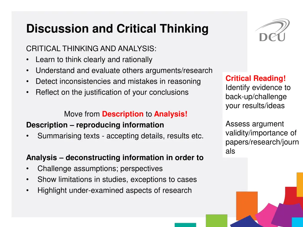 discussion and critical thinking