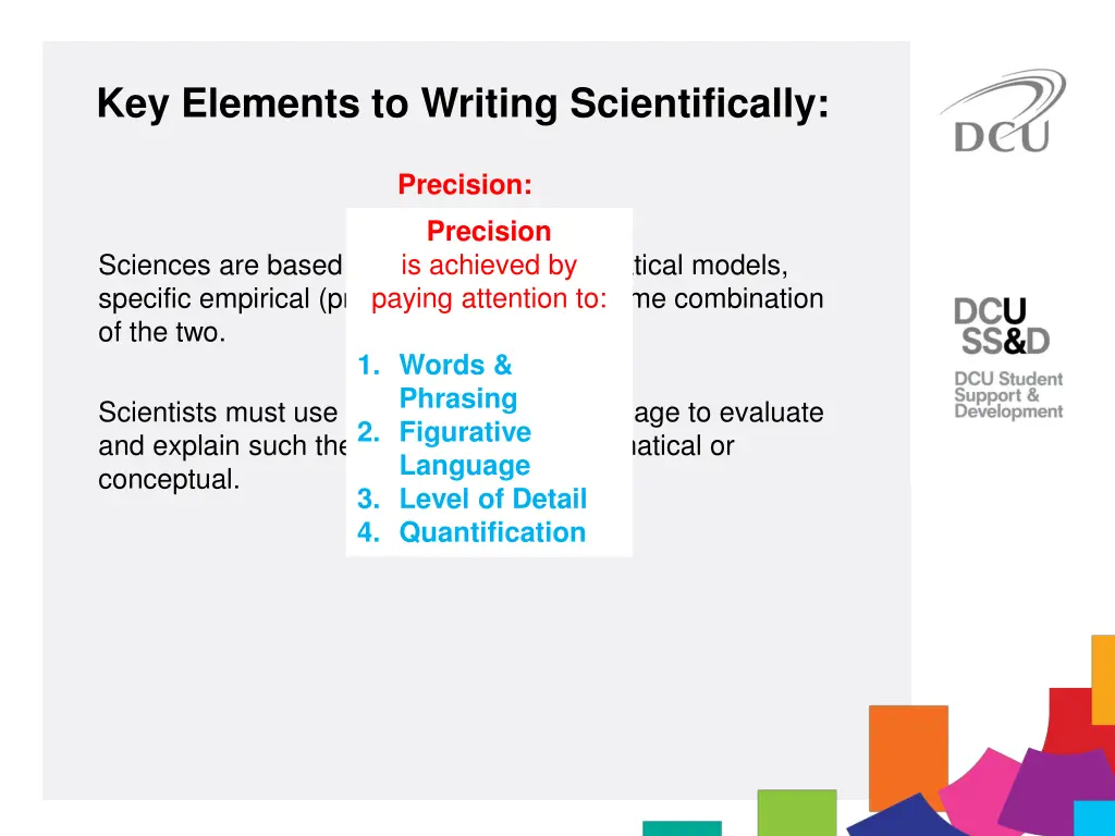 key elements to writing scientifically 1