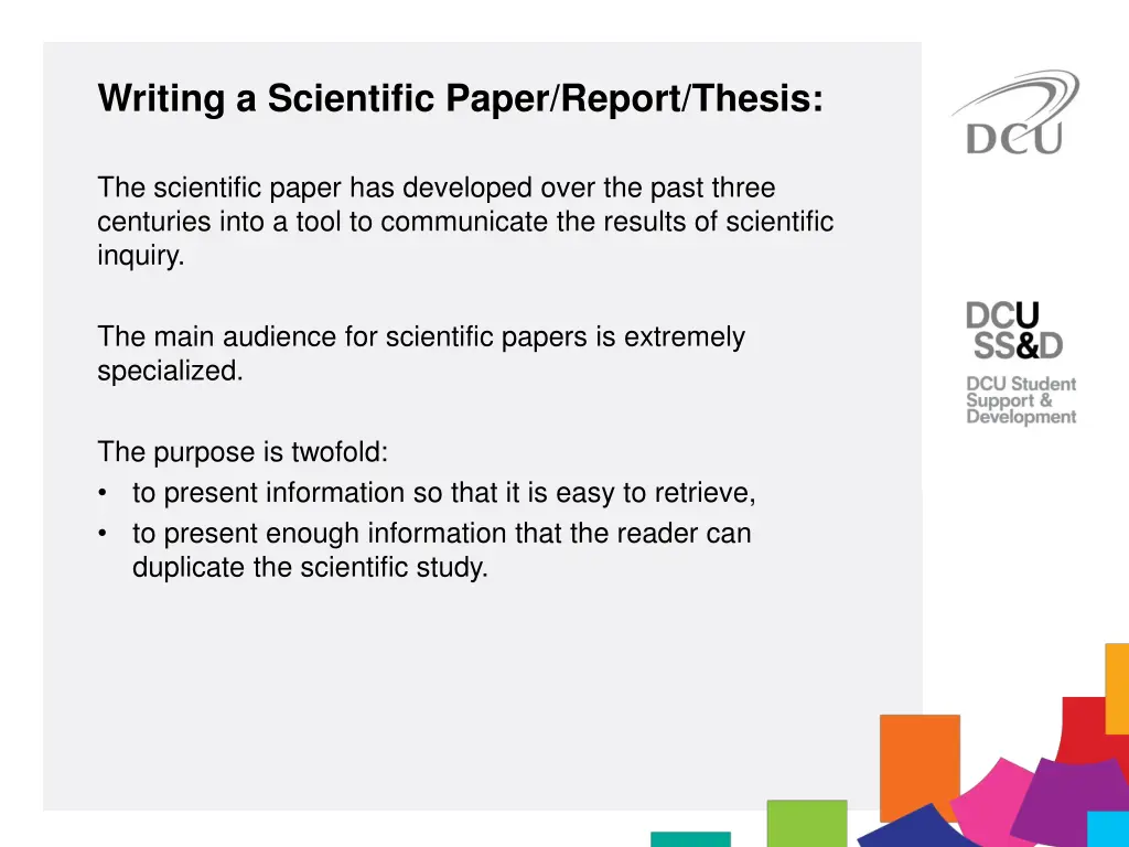 writing a scientific paper report thesis