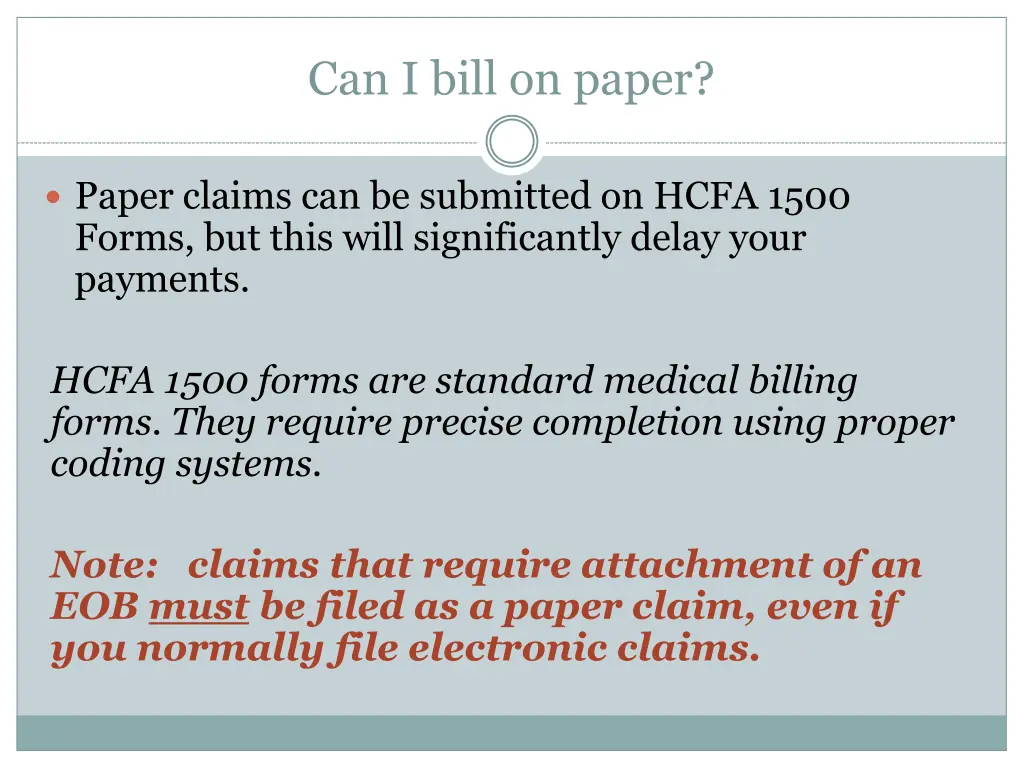 can i bill on paper