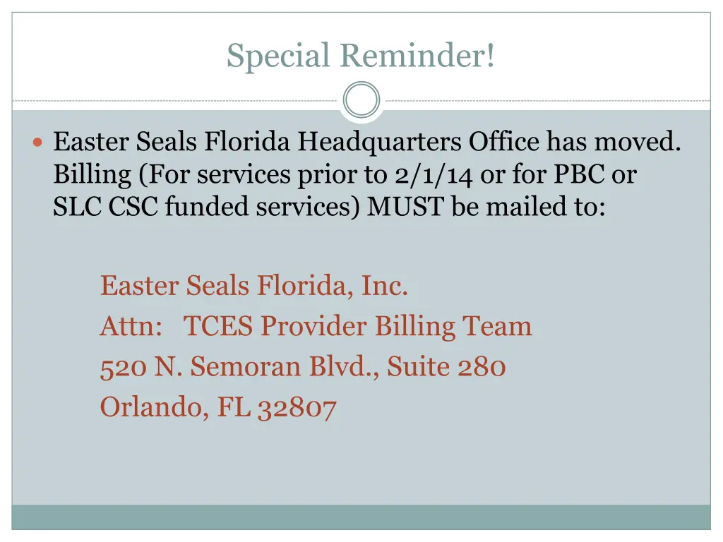 special reminder