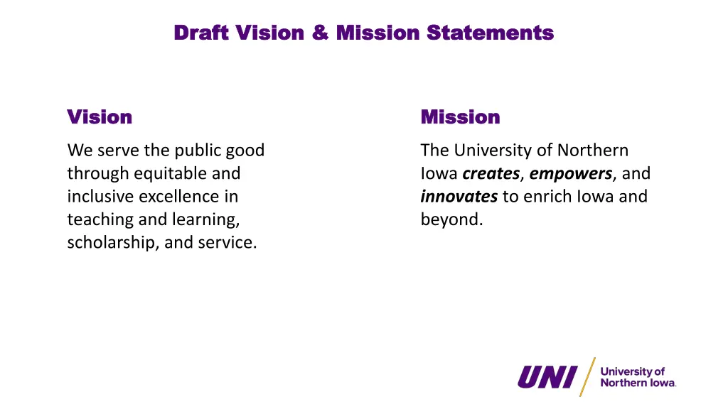 draft vision mission statements draft vision