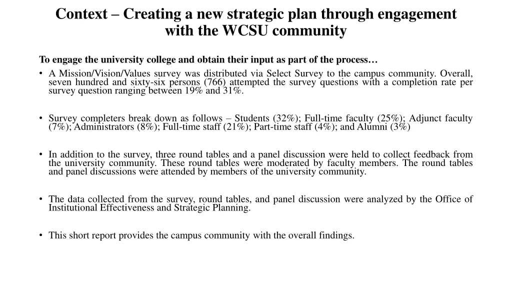 context creating a new strategic plan through