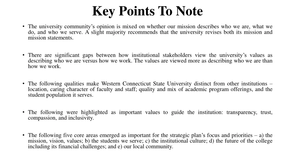 key points to note