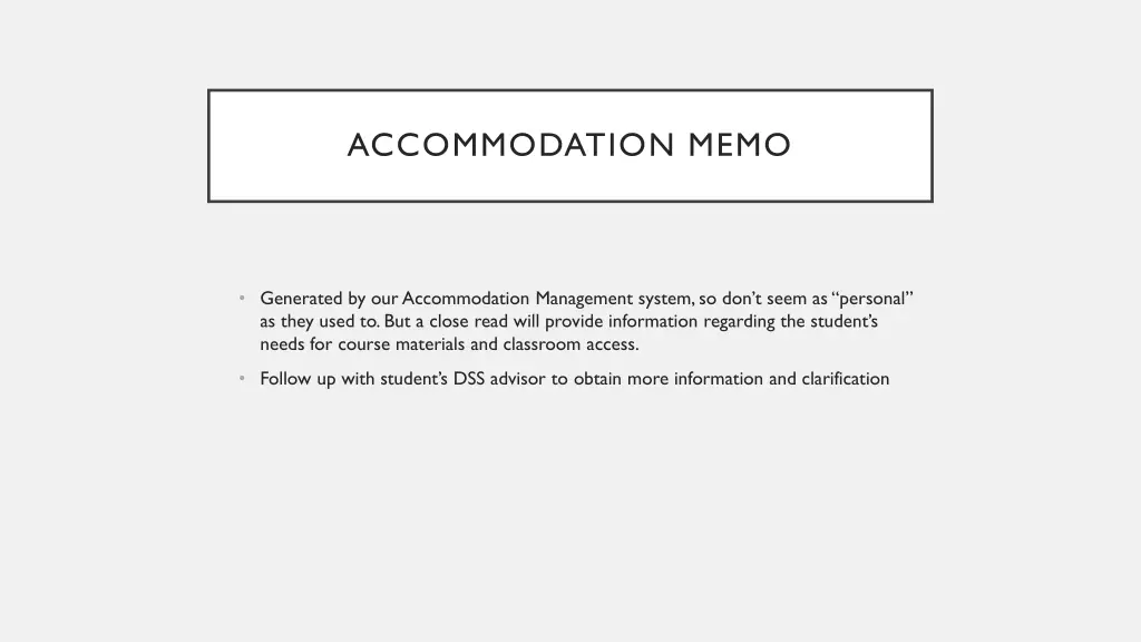 accommodation memo