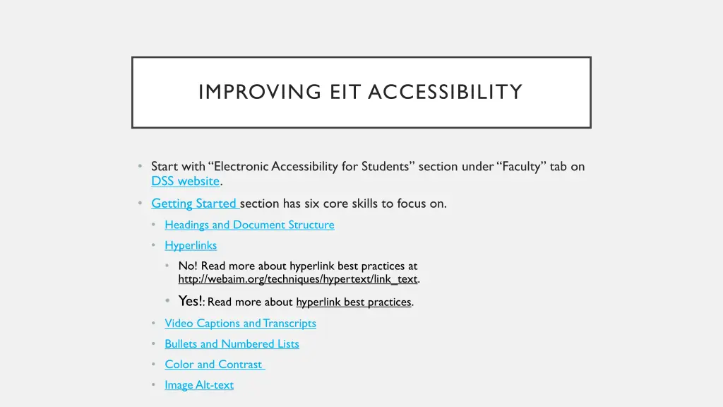 improving eit accessibility