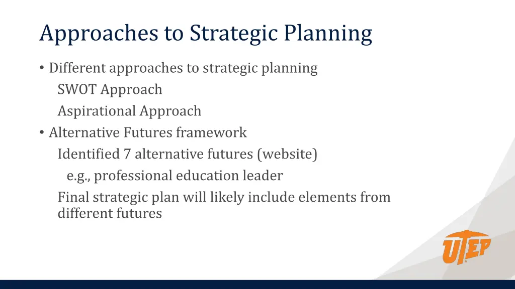 approaches to strategic planning