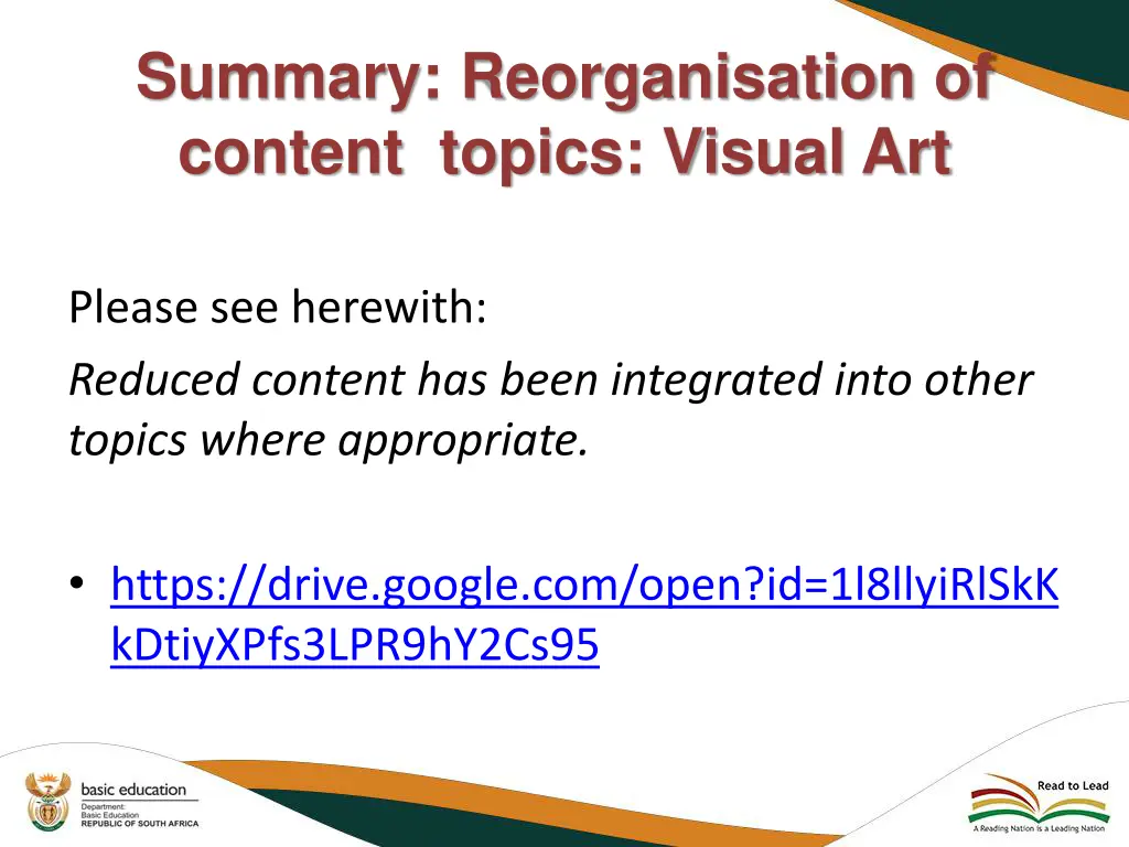 summary reorganisation of content topics visual
