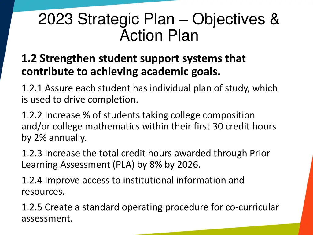 2023 strategic plan objectives action plan 1