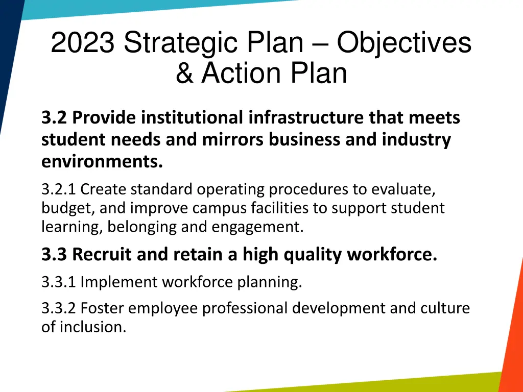 2023 strategic plan objectives action plan 5