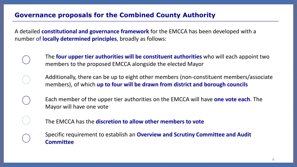 governance proposals for the combined county