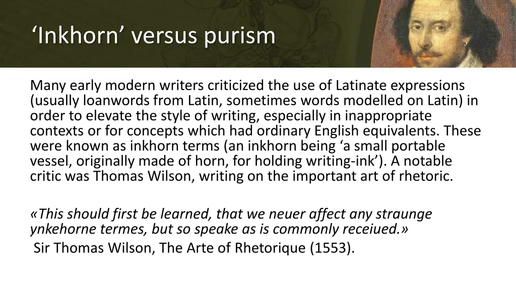 inkhorn versus purism