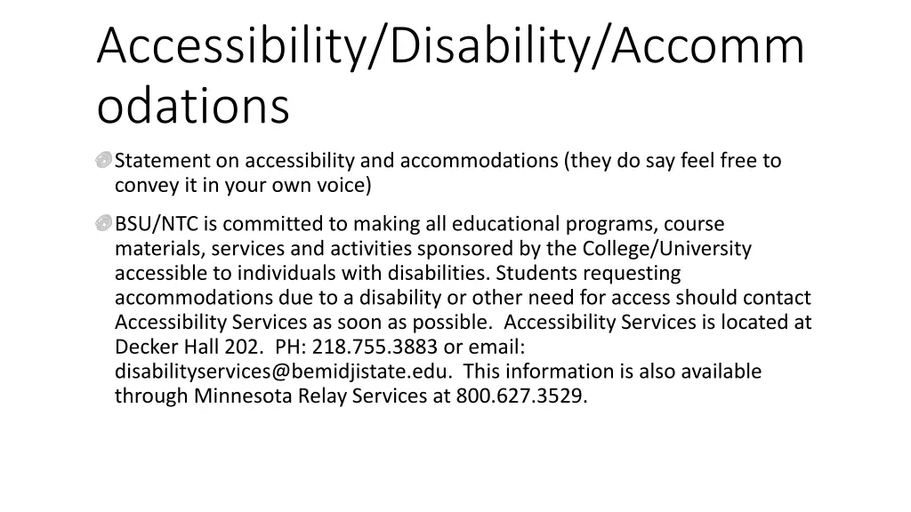 accessibility disability accomm odations