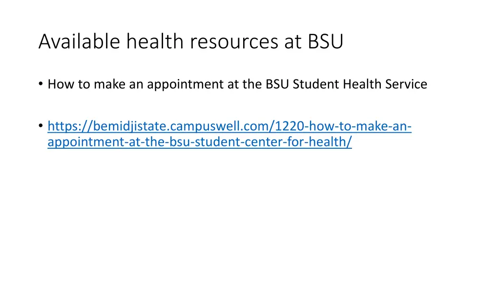 available health resources at bsu