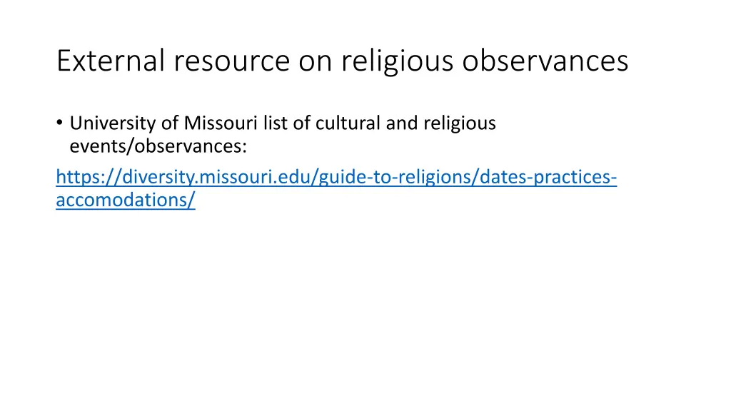 external resource on religious observances