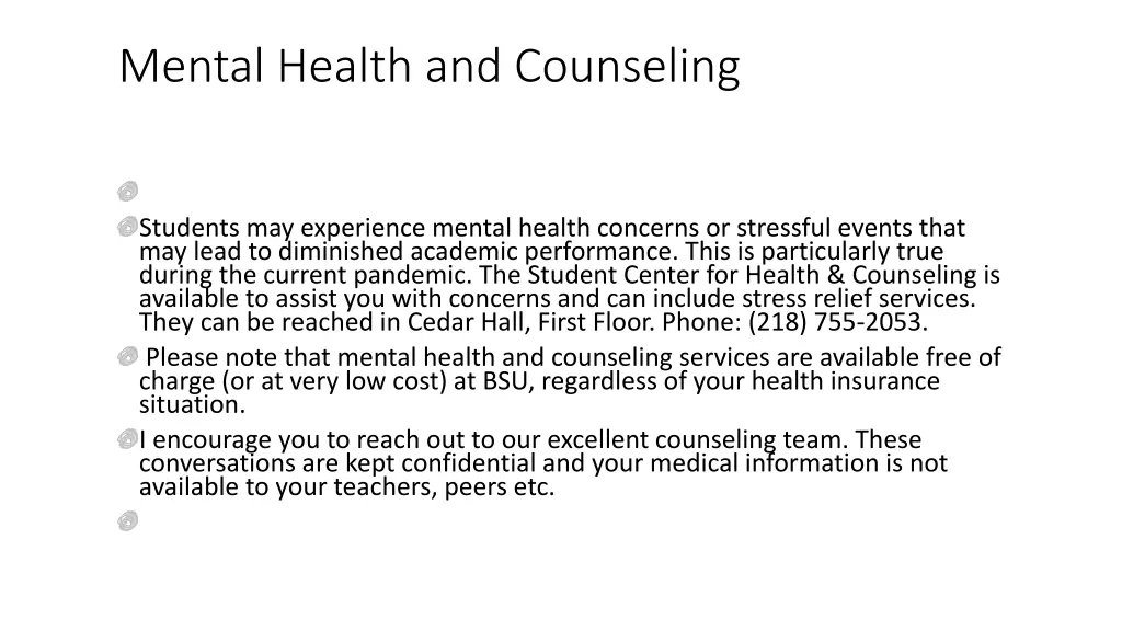 mental health and counseling