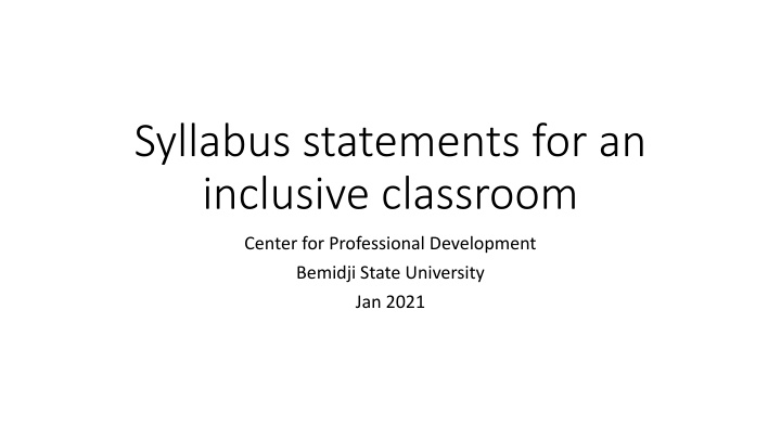 syllabus statements for an inclusive classroom