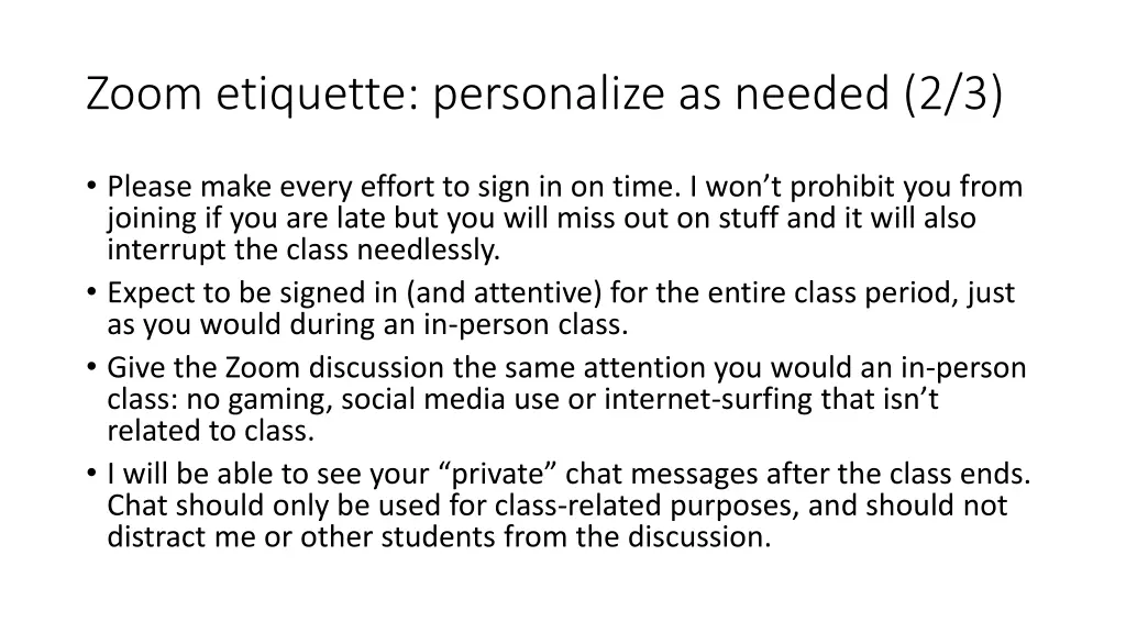 zoom etiquette personalize as needed 2 3