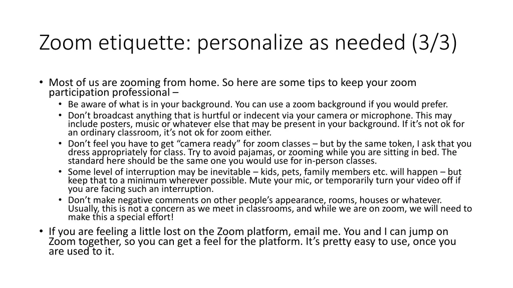 zoom etiquette personalize as needed 3 3