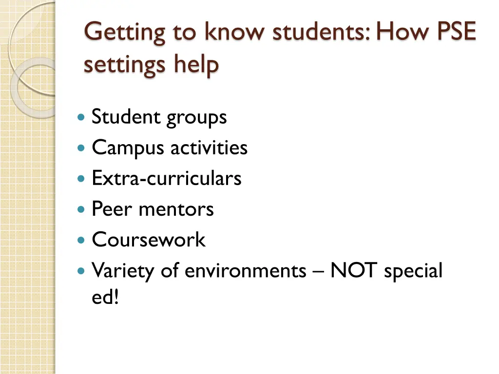 getting to know students how pse settings help