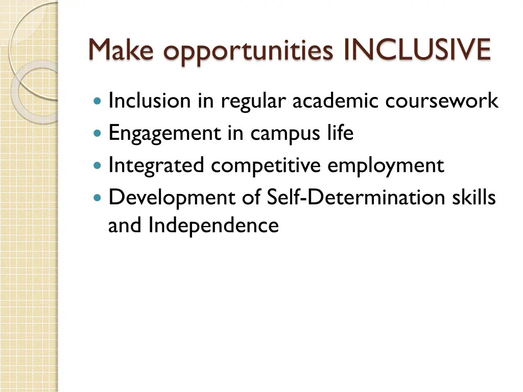 make opportunities inclusive